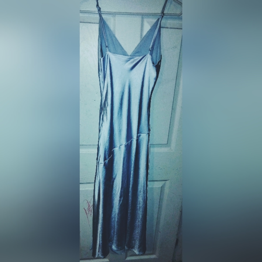 Light Blue Lulu's Satin Silk Dress